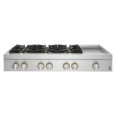 Jennair® 48" RISE™ Gas Professional-Style Rangetop with Chrome-Infused Griddle JGCP548HL
