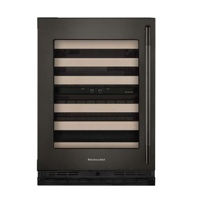Kitchenaid® 24" Undercounter Wine Cellar with Full-Extension Wood-Front Racks KUWL524SBE