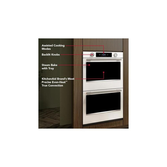 Kitchenaid® 30-inch Smart Electric Double Wall Oven with Assisted Cooking Modes - White KOED730SWH