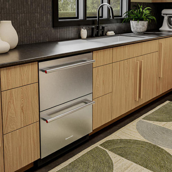 Kitchenaid® 24" Stainless Steel Undercounter Double-Drawer Refrigerator KURT524SSB