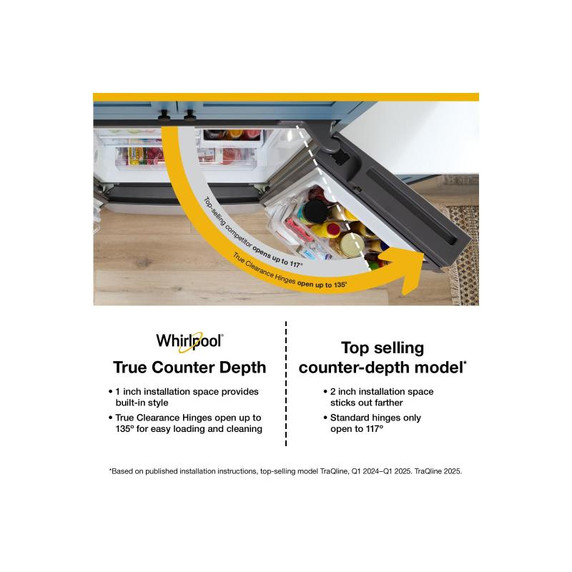 Whirlpool® 36-inch Wide True Counter Depth 3-Door French Door Refrigerator - 24 cu. ft. WRFC3036RZ