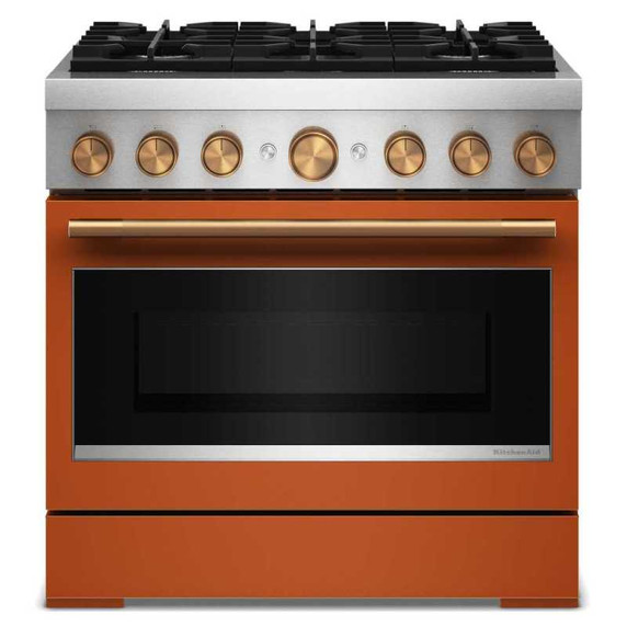 Kitchenaid® 36-Inch 6 Burner Commercial-Style Dual Fuel Range with No Preheat Air Fry Mode KFDS936SSC