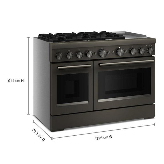 Kitchenaid® 48-Inch 6 Burner Commercial-Style Dual Fuel Range with Griddle KFDD948SBE