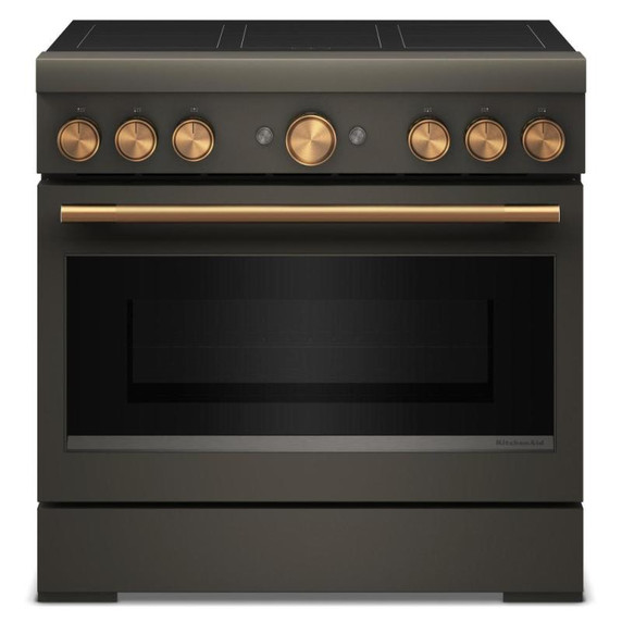 KitchenAid® 36-Inch 6-Element Induction Freestanding Commercial-Style Range with Air Fry KFIS936SBE
