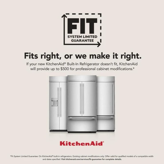 Kitchenaid® 20.8 Cu. Ft. 36" Built-In Panel-Ready French Door Bottom Mount Refrigerator with Platinum Interior KBFN536TPA