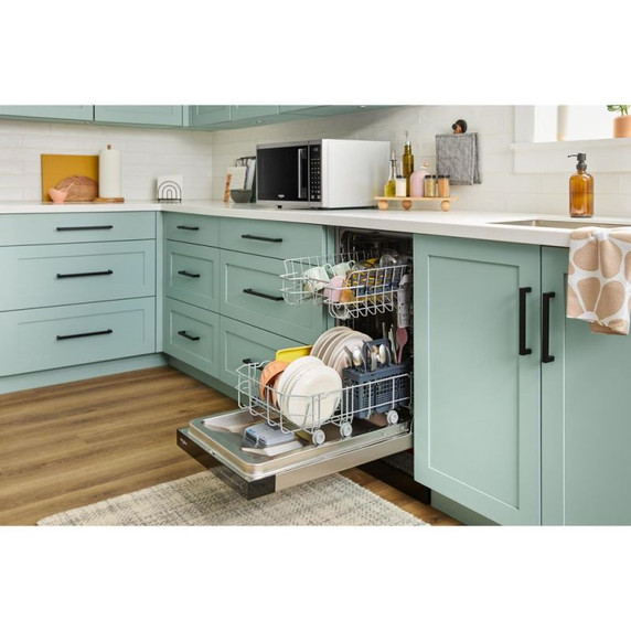 Whirlpool® 18" Stainless Steel Dishwasher with Half Load Cycle and Triple Spray Arms - 48 dBA WDFS5118SS