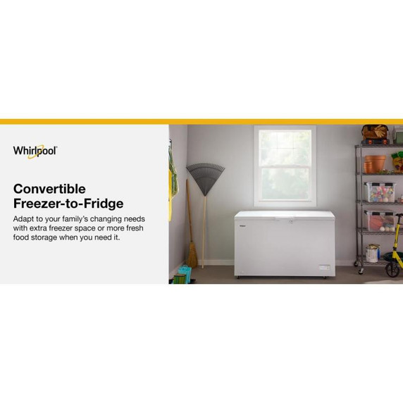 Whirlpool® 16 Cu. Ft. Convertible Chest Freezer with 3 Storage Baskets WZCC5516TW
