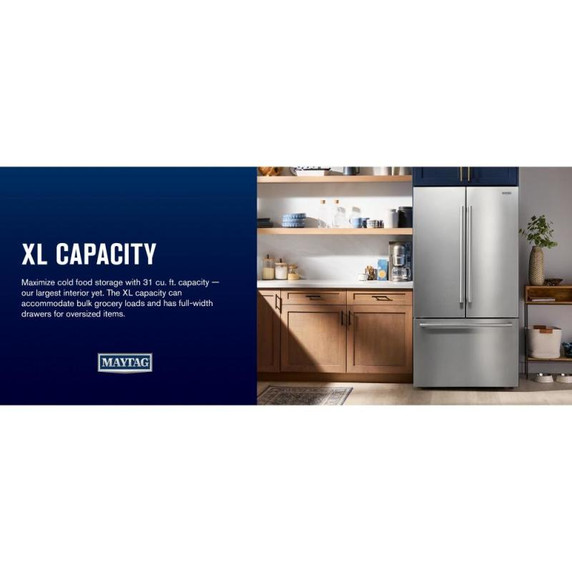 Maytag® 31 Cu. Ft. XL Capacity French Door Bottom Mount Refrigerator with Ice + Water MRFF4336TZ