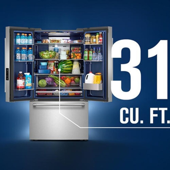 Maytag® 31 Cu. Ft. XL Capacity French Door Bottom Mount Refrigerator with Ice + Water MRFF4336TZ