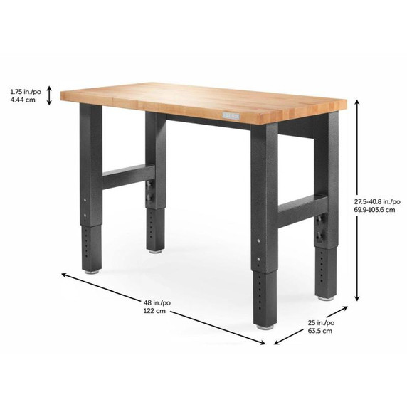 Gladiator® 4' (121.9 cm) Wide Adjustable Height Hardwood Workbench GAWB04HWEG
