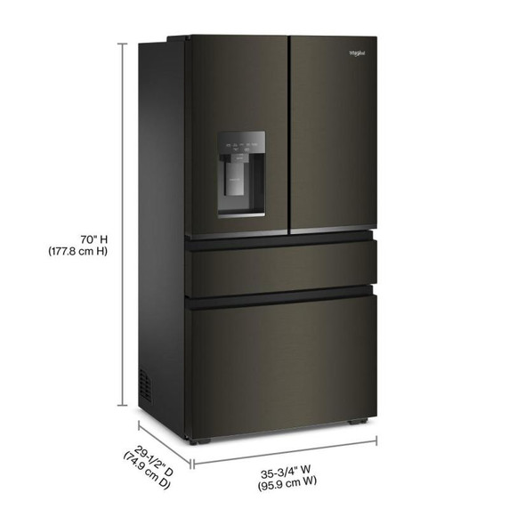 Whirlpool® 36-inch True Counter Depth 4-Door French Door Refrigerator with Nugget Ice - 22 cu. ft. WRMC7436TV
