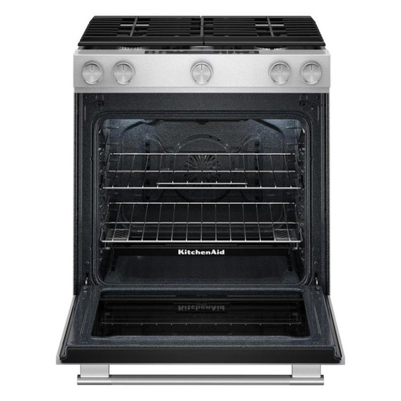 Kitchenaid® 30-Inch 5 Burner Gas Convection Slide-In Range with Baking Drawer KSGS730TPS