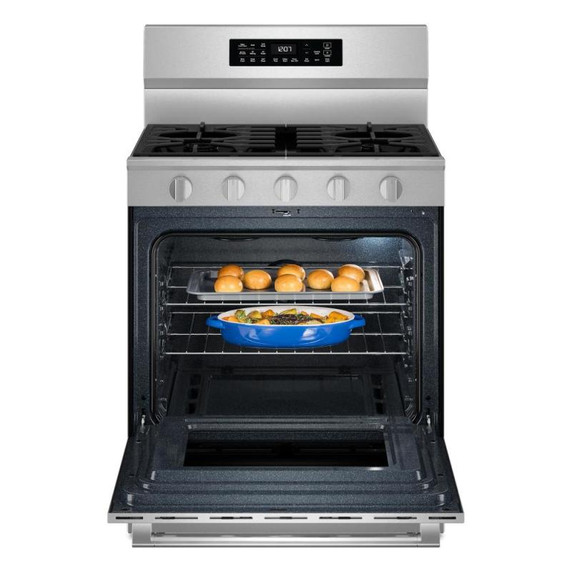 Maytag® 30-Inch Wide Freestanding Gas Range with Grill Mode and No Preheat Air Fry - 5.0 Cu. Ft. MFGS7030SZ