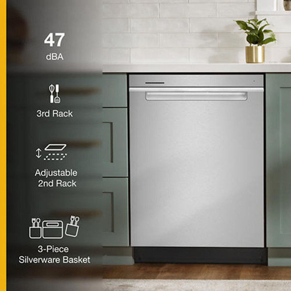 Whirlpool® 24” Stainless Steel Dishwasher with AI Intelligent Wash - 47 dBA WDTA50SAKZ