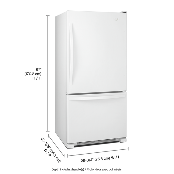 Whirlpool® Bottom-Freezer Refrigerator with Freezer Drawer 30-inches wide WRB329DFBW