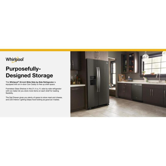 Whirlpool® 33-inch Wide Side-by-Side Refrigerator - 21 cu. ft. WRS321SDHV