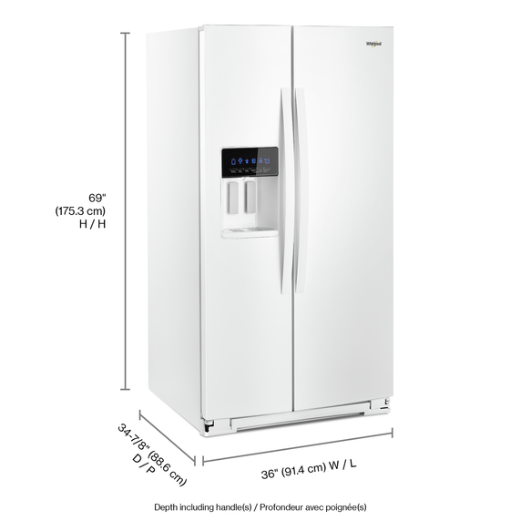 Whirlpool® 36-inch Wide Side-by-Side Refrigerator - 28 cu. ft. WRS588FIHW