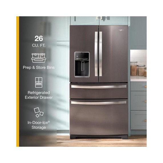 Whirlpool® 36-inch Wide 4 Door Refrigerator with Prep and Store Bins - 26 Cu. Ft. WRMF7736PZ Whirlpool® 36-inch Wide 4 Door Refrigerator with Prep and Store Bins - 26 Cu. Ft. WRMF7736PZ