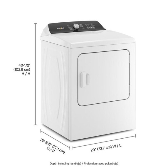 Whirlpool® 7.0 Cu. Ft. Top Load Electric Moisture Sensing Dryer YWED5010LW
