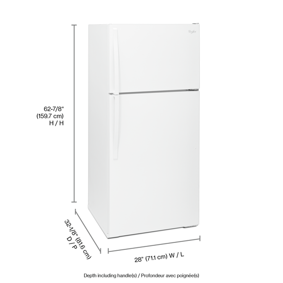 Whirlpool® 28-inch Wide Top Freezer Refrigerator - 14 cu. ft. WRT134TFDW
