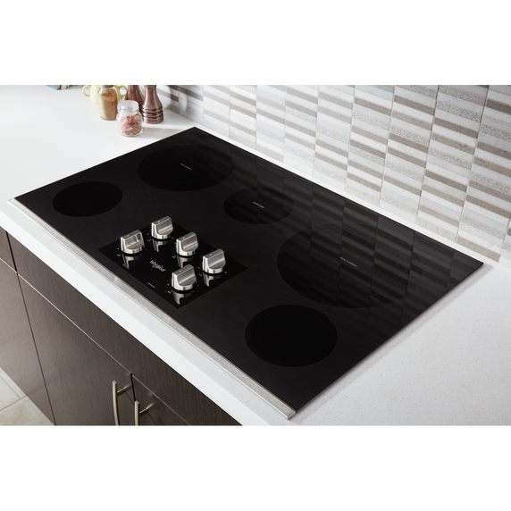 Whirlpool® 36-inch Electric Ceramic Glass Cooktop with Two Dual Radiant Elements WCE77US6HS