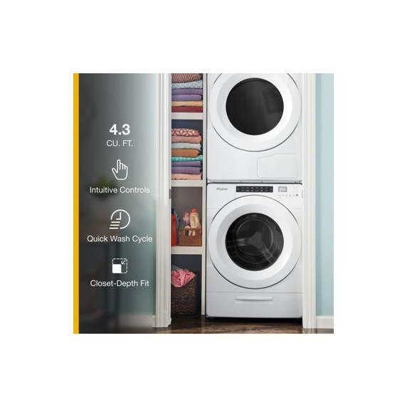 Whirlpool® 5.0 cu.ft I.E.C. Closet-Depth Front Load Washer with Intuitive Controls WFW560CHW