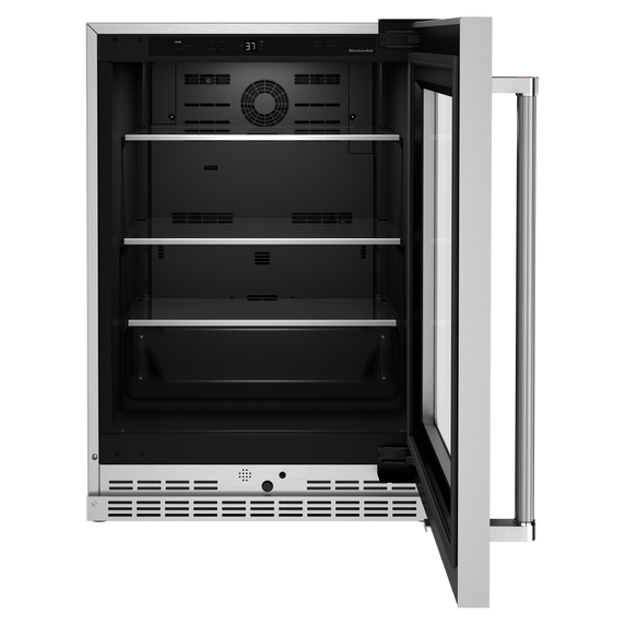 Kitchenaid® 24 Undercounter Refrigerator with Glass Door and Shelves with Metallic Accents KURR314KSS