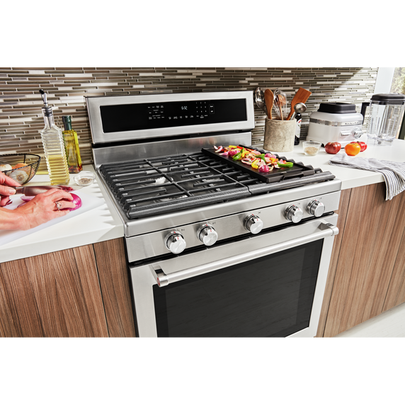 Kitchenaid® 30-Inch 5-Burner Gas Convection Range KFGG500ESS