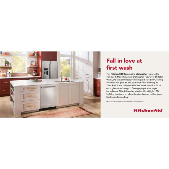 Kitchenaid® 44 dBA Dishwasher with 360° Max Jets™ Third Rack and LED Interior Lighting KDTM804KPS Kitchenaid® 44 dBA Dishwasher with 360° Max Jets™ Third Rack and LED Interior Lighting KDTM804KPS