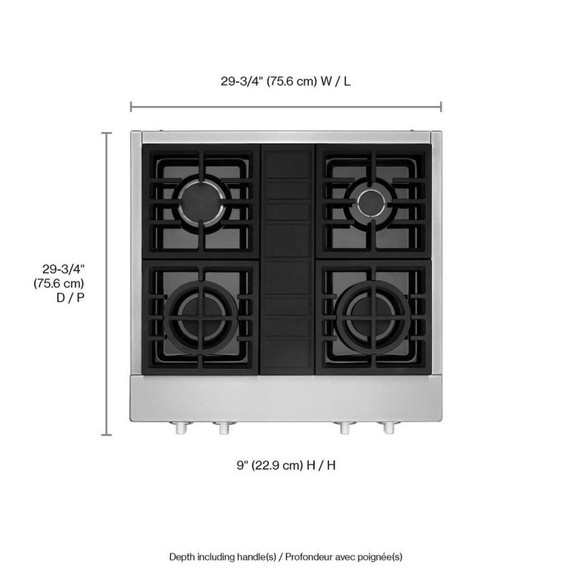 KitchenAid® 30'' 4-Burner Commercial-Style Gas Rangetop KCGC500JSS