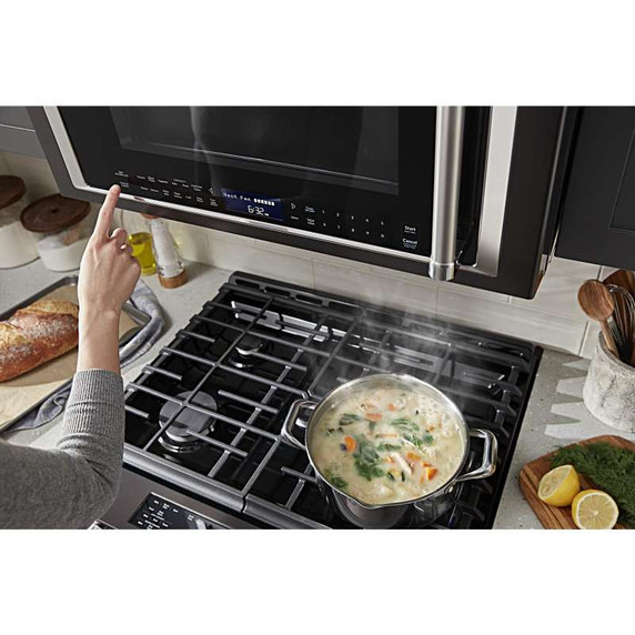 Kitchenaid® 30-Inch 5-Burner Gas Slide-In Convection Range KSGG700EBS