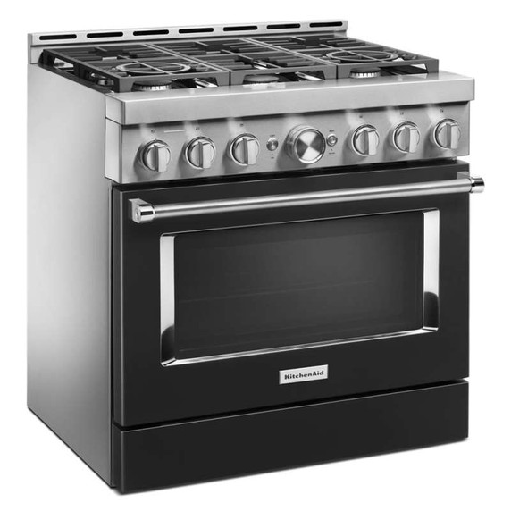 KitchenAid® 36&#x27;&#x27; Smart Commercial-Style Gas Range with 6 Burners KFGC506JBK