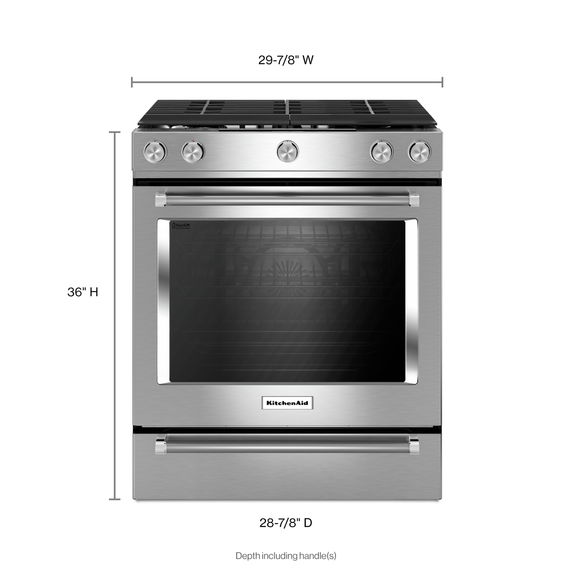 Kitchenaid® 30-Inch 5-Burner Gas Slide-In Convection Range KSGG700ESS