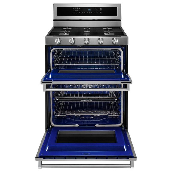 Kitchenaid® 30-Inch 5 Burner Dual Fuel Double Oven Convection Range KFDD500ESS