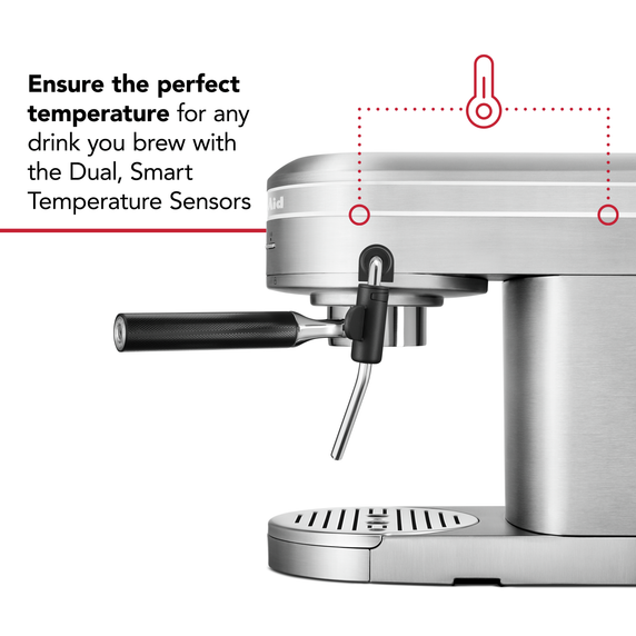 Kitchenaid® Metal Semi-Automatic Espresso Machine and Automatic Milk Frother Attachment Bundle KES6504SX