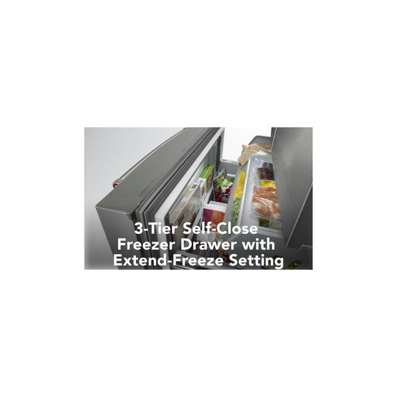 Kitchenaid® 23.8 cu. ft. 36" Counter-Depth French Door Platinum Interior Refrigerator with PrintShield™ Finish KRFC704FPS Kitchenaid® 23.8 cu. ft. 36" Counter-Depth French Door Platinum Interior Refrigerator with PrintShield™ Finish KRFC704FPS