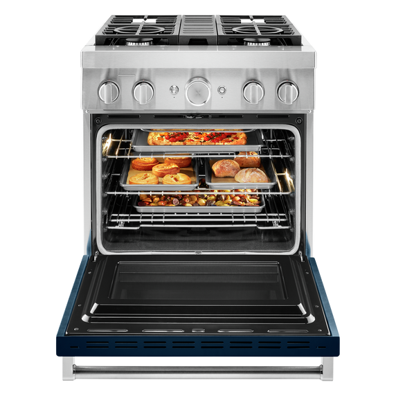 KitchenAid® 30'' Smart Commercial-Style Dual Fuel Range with 4 Burners KFDC500JIB