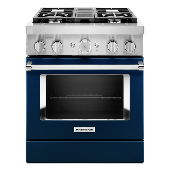 KitchenAid® 30'' Smart Commercial-Style Dual Fuel Range with 4 Burners KFDC500JIB