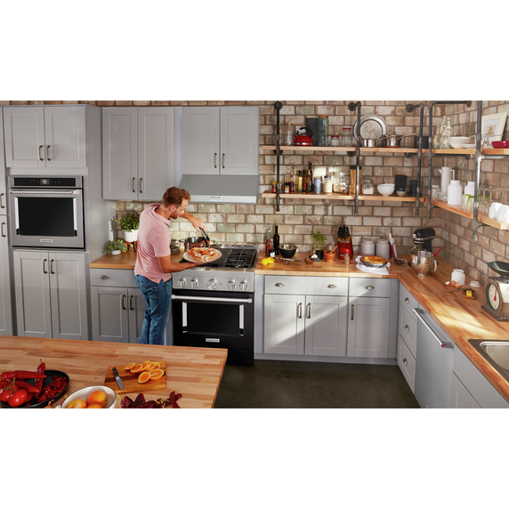 KitchenAid® 30'' Smart Commercial-Style Gas Range with 4 Burners KFGC500JBK