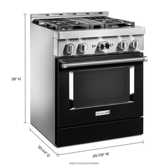 KitchenAid® 30'' Smart Commercial-Style Gas Range with 4 Burners KFGC500JBK