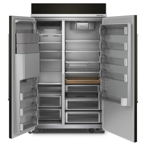 Kitchenaid® 29.4 Cu. Ft. 48" Built-In Side-by-Side Refrigerator with Ice and Water Dispenser KBSD708MBS