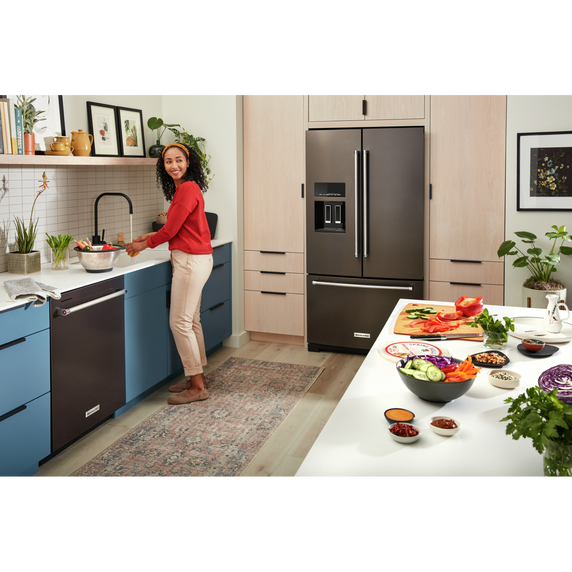 Kitchenaid® 26.8 Cu. Ft. Standard-Depth French Door Refrigerator with Exterior Ice and Water Dispenser KRFF577KBS