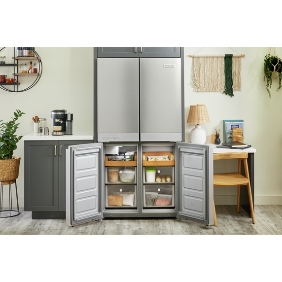 Kitchenaid® 19.4 cu. ft. 36-inch wide Counter-Depth 4-Door Refrigerator with PrintShield™ Finish KRQC506MPS