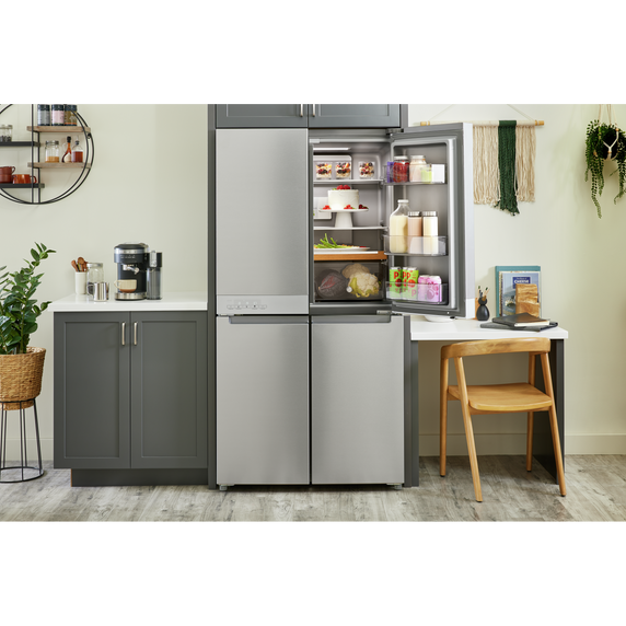 Kitchenaid® 19.4 cu. ft. 36-inch wide Counter-Depth 4-Door Refrigerator with PrintShield™ Finish KRQC506MPS