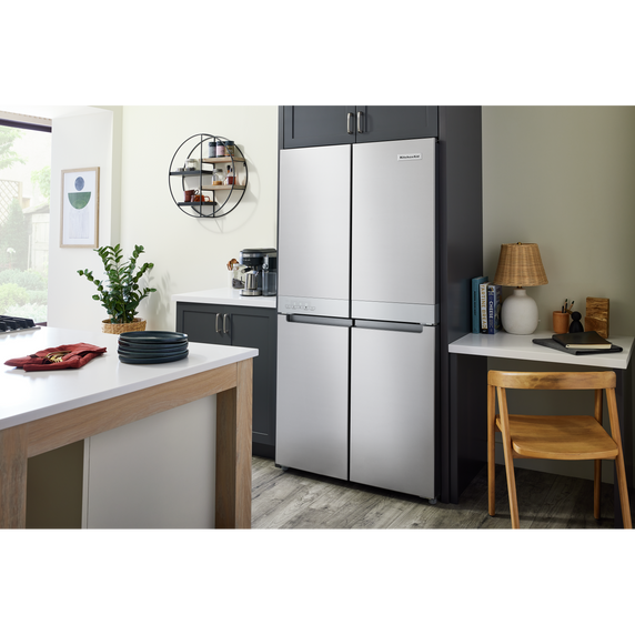 Kitchenaid® 19.4 cu. ft. 36-inch wide Counter-Depth 4-Door Refrigerator with PrintShield™ Finish KRQC506MPS