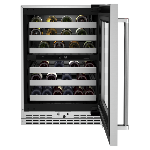 Kitchenaid® 24 Undercounter Wine Cellar with Glass Door and Metal-Front Racks KUWR314KSS