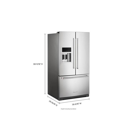 Kitchenaid® 26.8 Cu. Ft. Standard-Depth French Door Refrigerator with Exterior Ice and Water Dispenser KRFF577KPS Kitchenaid® 26.8 Cu. Ft. Standard-Depth French Door Refrigerator with Exterior Ice and Water Dispenser KRFF577KPS