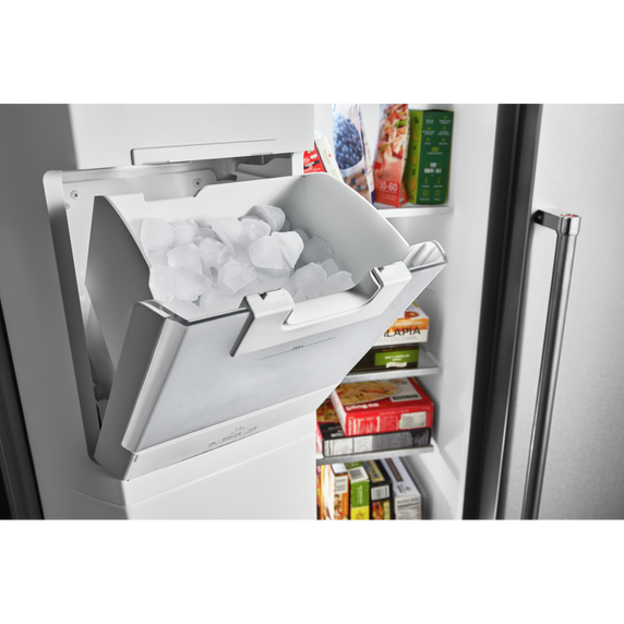 Kitchenaid® 19.9 cu ft. Counter-Depth Side-by-Side Refrigerator with Exterior Ice and Water and PrintShield™ finish KRSC700HBS