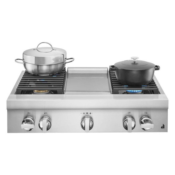 Jennair® 36" NOIR™ Gas Professional-Style Rangetop with Chrome-Infused Griddle JGCP536HM
