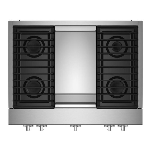 Jennair® 36" NOIR™ Gas Professional-Style Rangetop with Chrome-Infused Griddle JGCP536HM